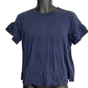 Michael Kors Women Top M Blue Crew Neck Short Sleeve Cotton Modal SMALL HOLE